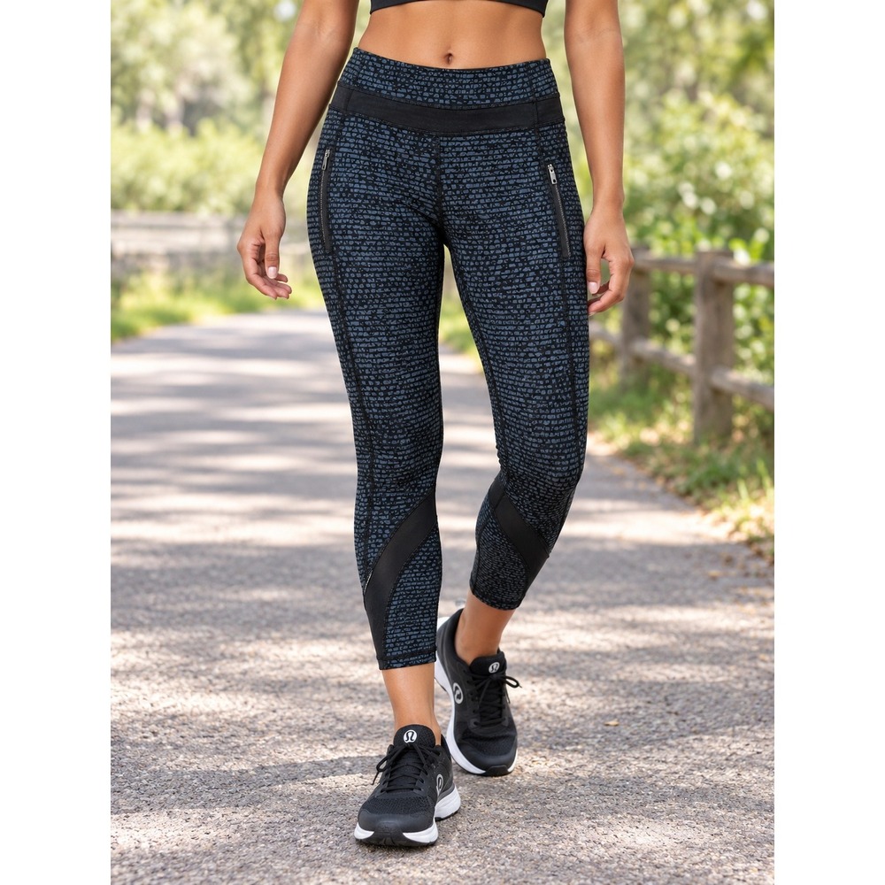 Lululemon Inspire Tight II Mesh Zip Pocket Leggings Size 8 Shatter Weave Yoga